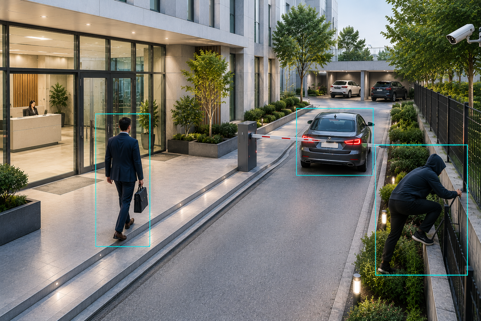 AI powered camera visualization showing real time surveillance detections